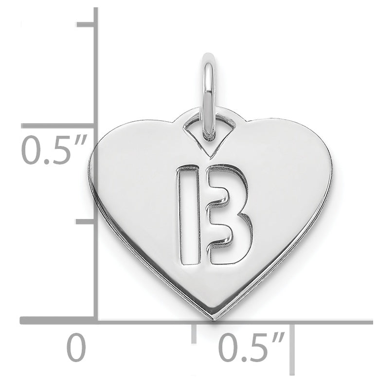 Sterling Silver Rhodium plated Heart Letter B Initial Charm