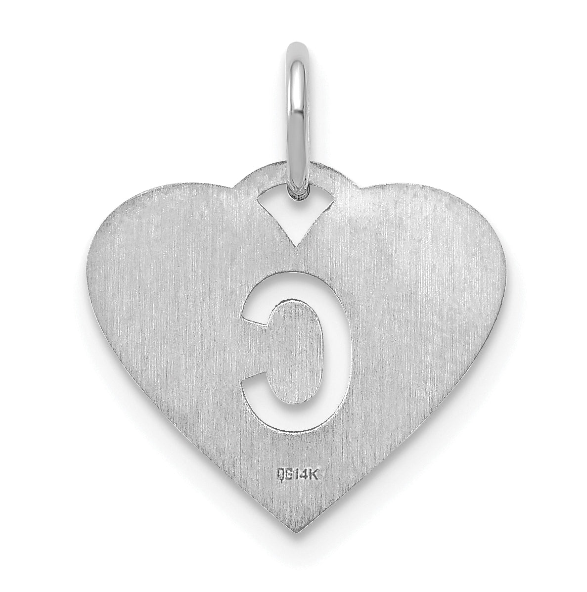 Sterling Silver Rhodium plated Heart Letter C Initial Charm