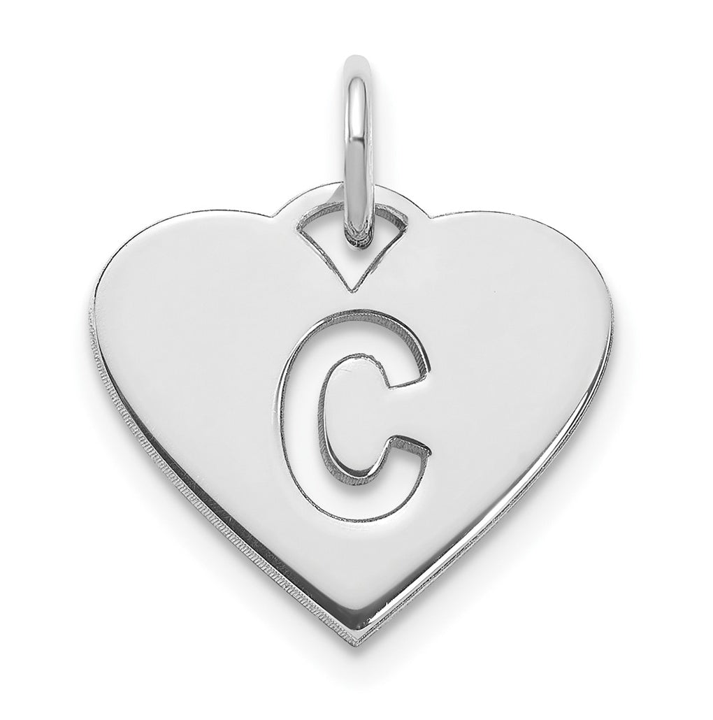 Sterling Silver Rhodium plated Heart Letter C Initial Charm