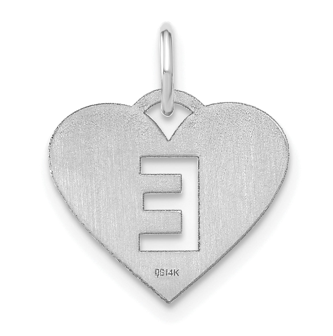 Sterling Silver Rhodium plated Heart Letter E Initial Charm