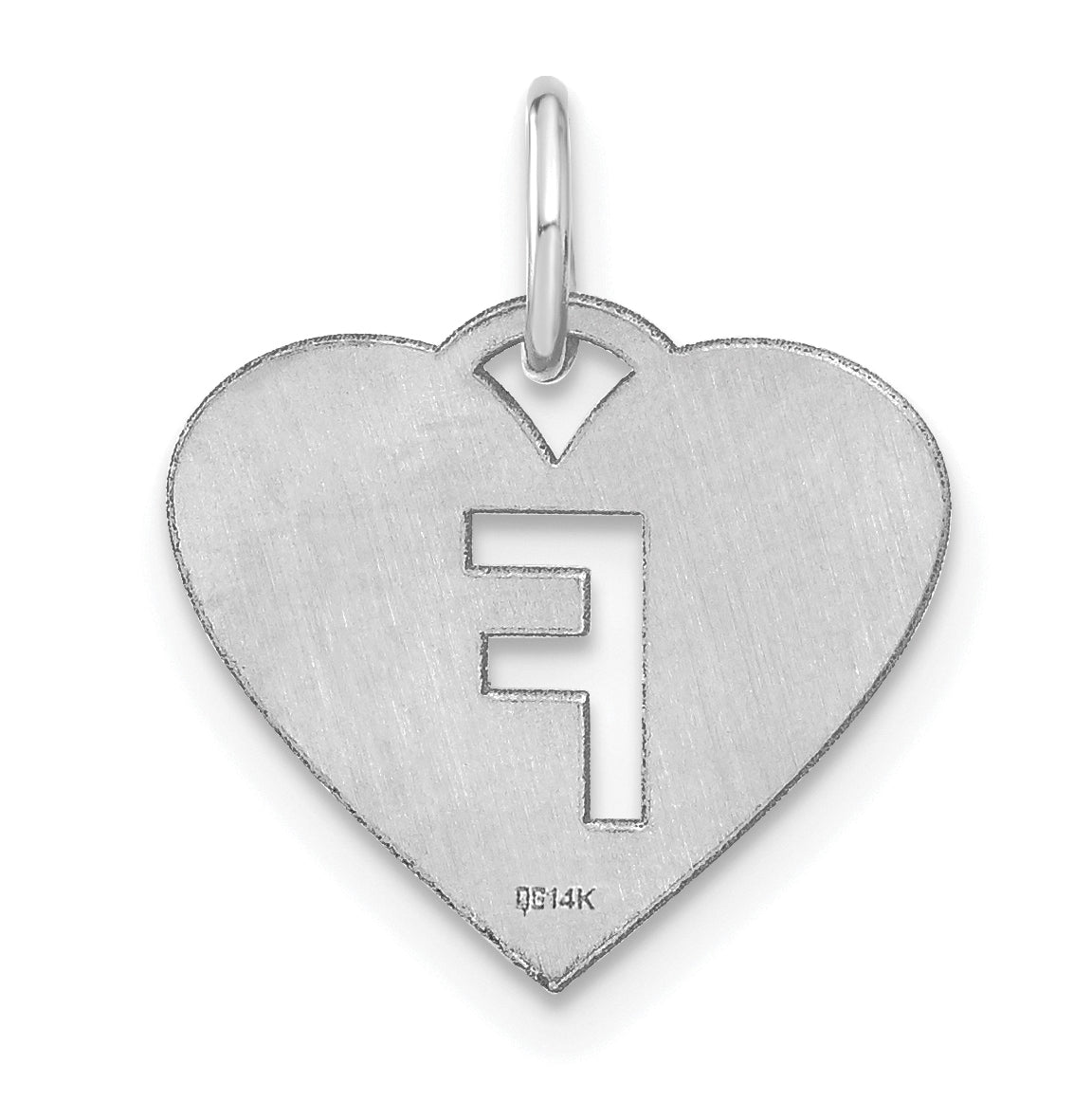 Sterling Silver Rhodium plated Heart Letter F Initial Charm