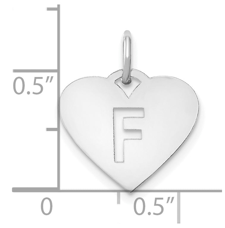 Sterling Silver Rhodium plated Heart Letter F Initial Charm