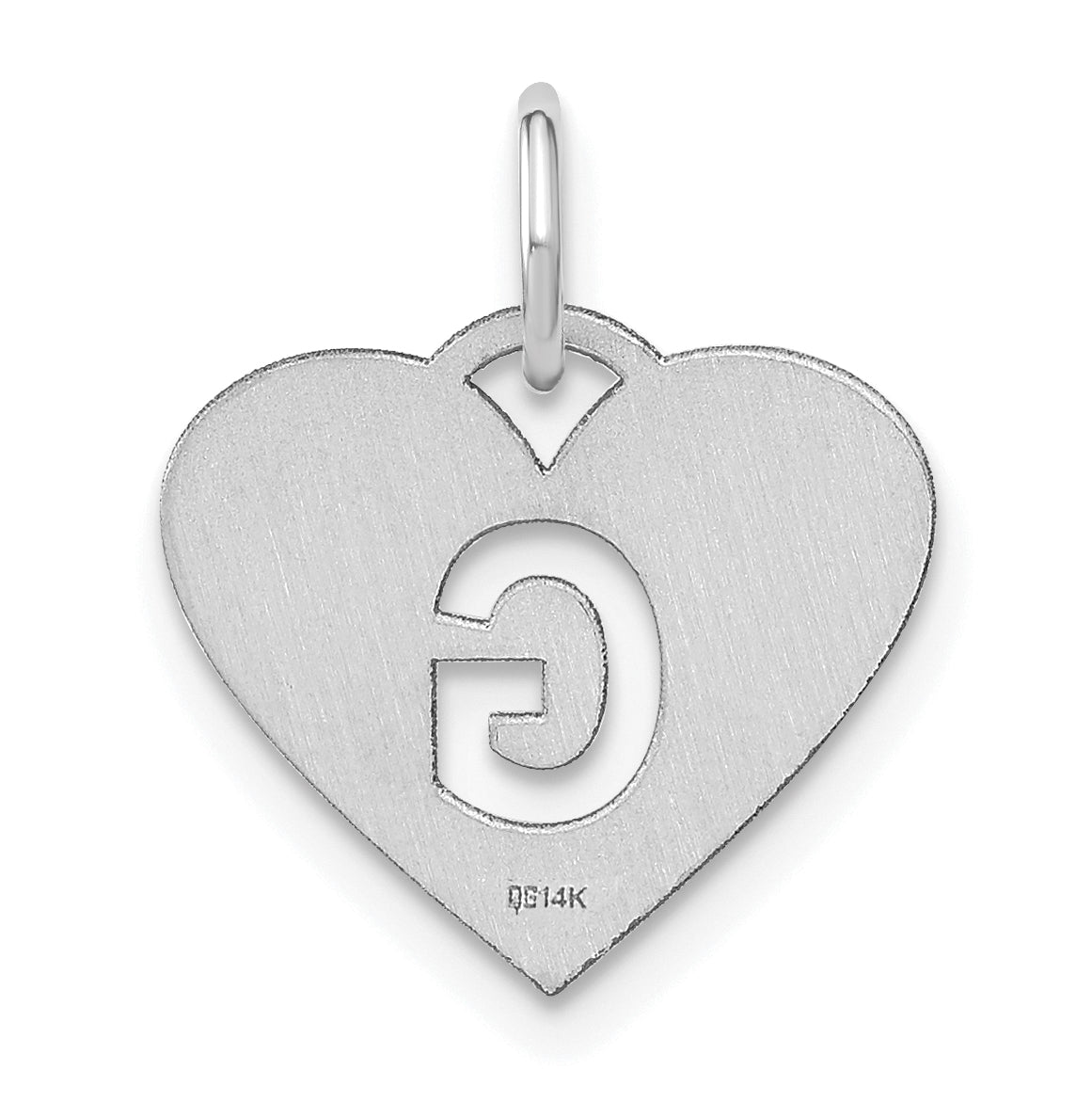 Sterling Silver Rhodium plated Heart Letter G Initial Charm