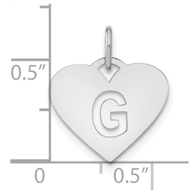Sterling Silver Rhodium plated Heart Letter G Initial Charm