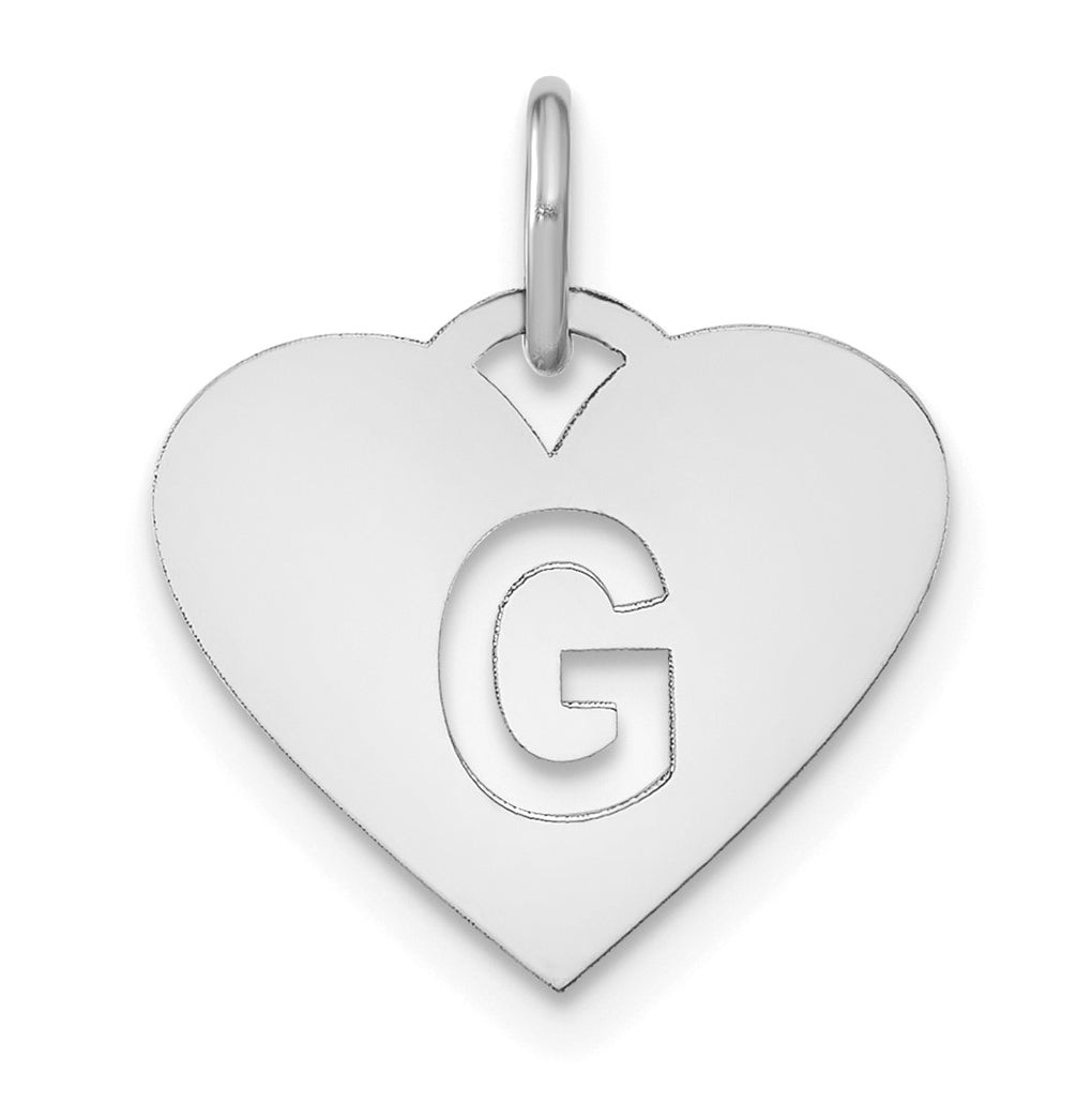 Sterling Silver Rhodium plated Heart Letter G Initial Charm