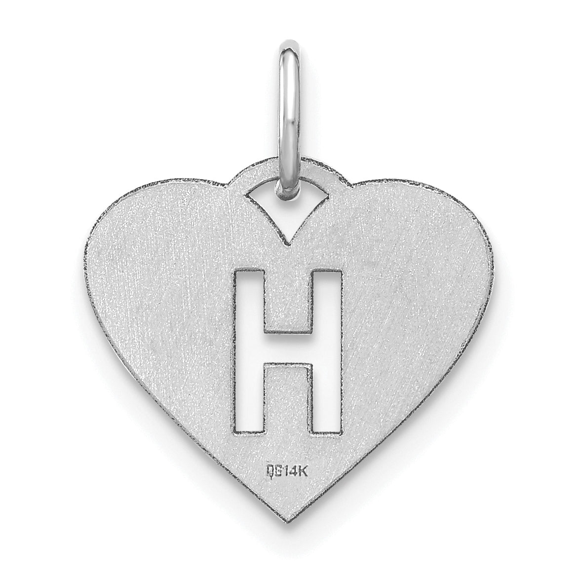 Sterling Silver Rhodium plated Heart Letter H Initial Charm