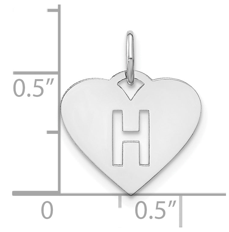 Sterling Silver Rhodium plated Heart Letter H Initial Charm