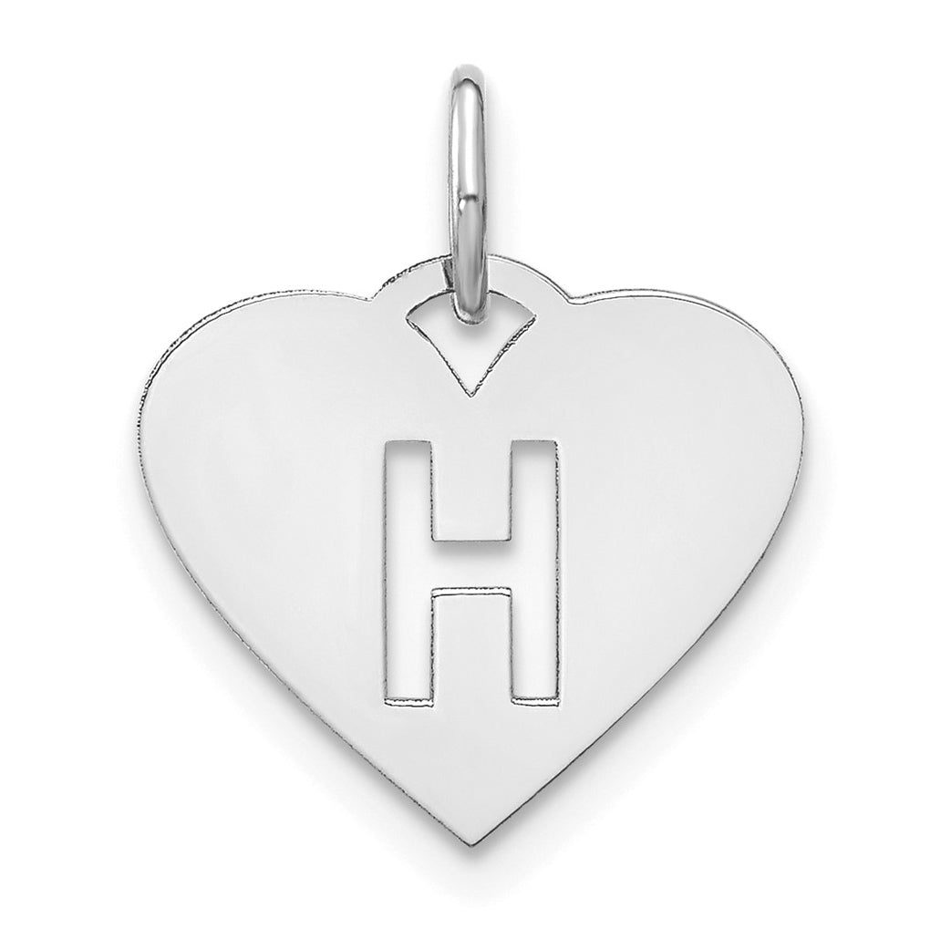 Sterling Silver Rhodium plated Heart Letter H Initial Charm