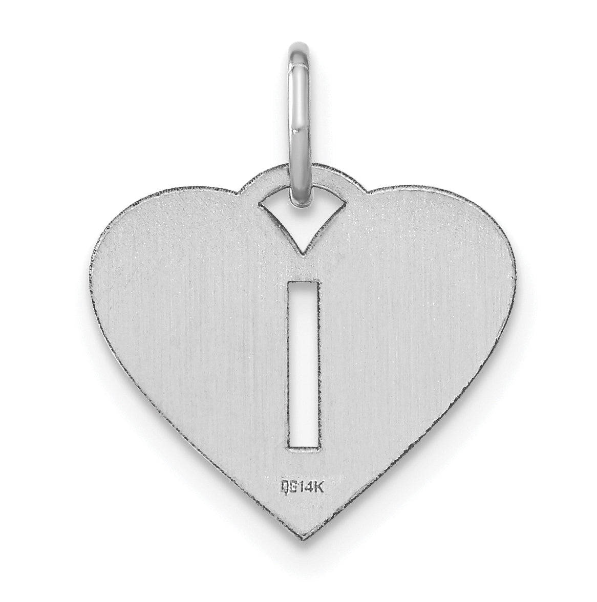 Sterling Silver Rhodium plated Heart Letter I Initial Charm