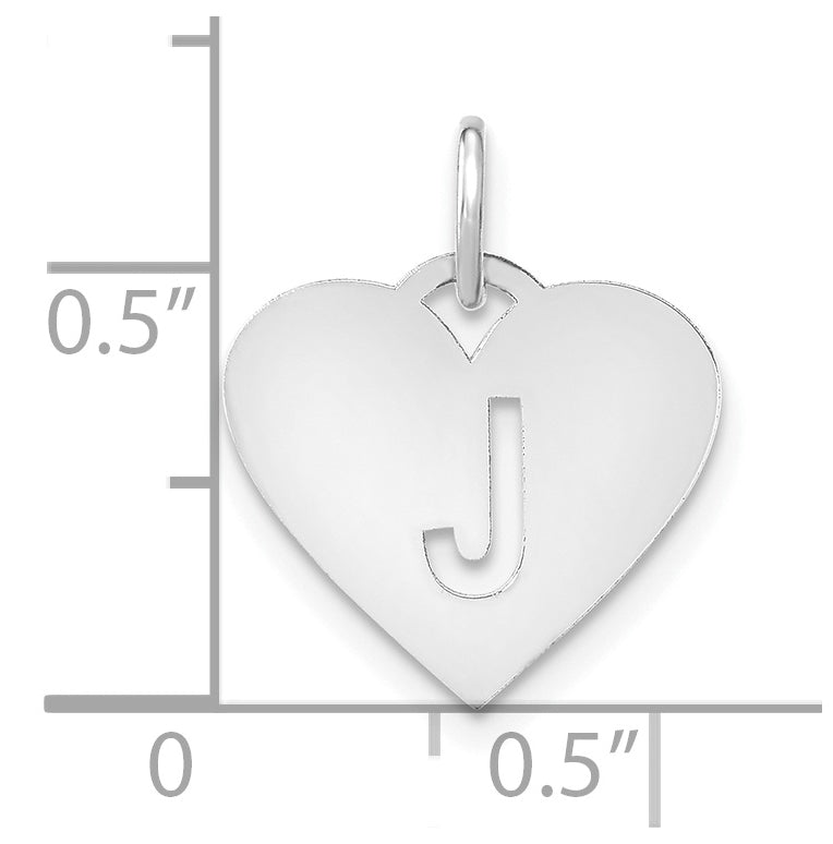 Sterling Silver Rhodium plated Heart Letter J Initial Charm