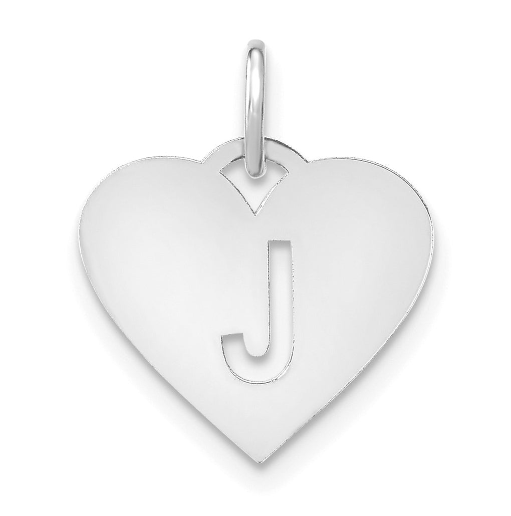 Sterling Silver Rhodium plated Heart Letter J Initial Charm