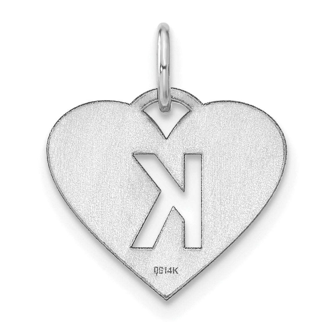 Sterling Silver Rhodium plated Heart Letter K Initial Charm