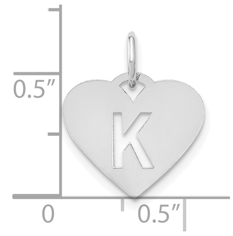 Sterling Silver Rhodium plated Heart Letter K Initial Charm