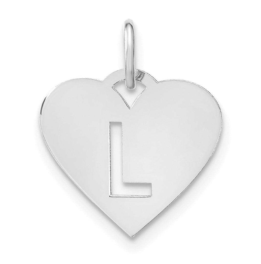 14K White Gold Initial Letter L Initial Charm