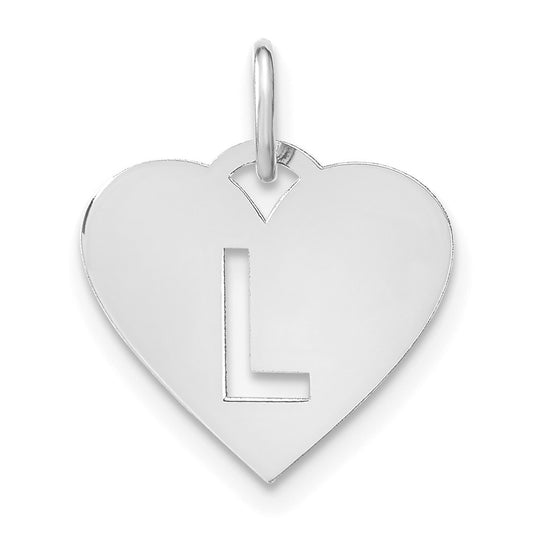 14K White Gold Initial Letter L Initial Charm