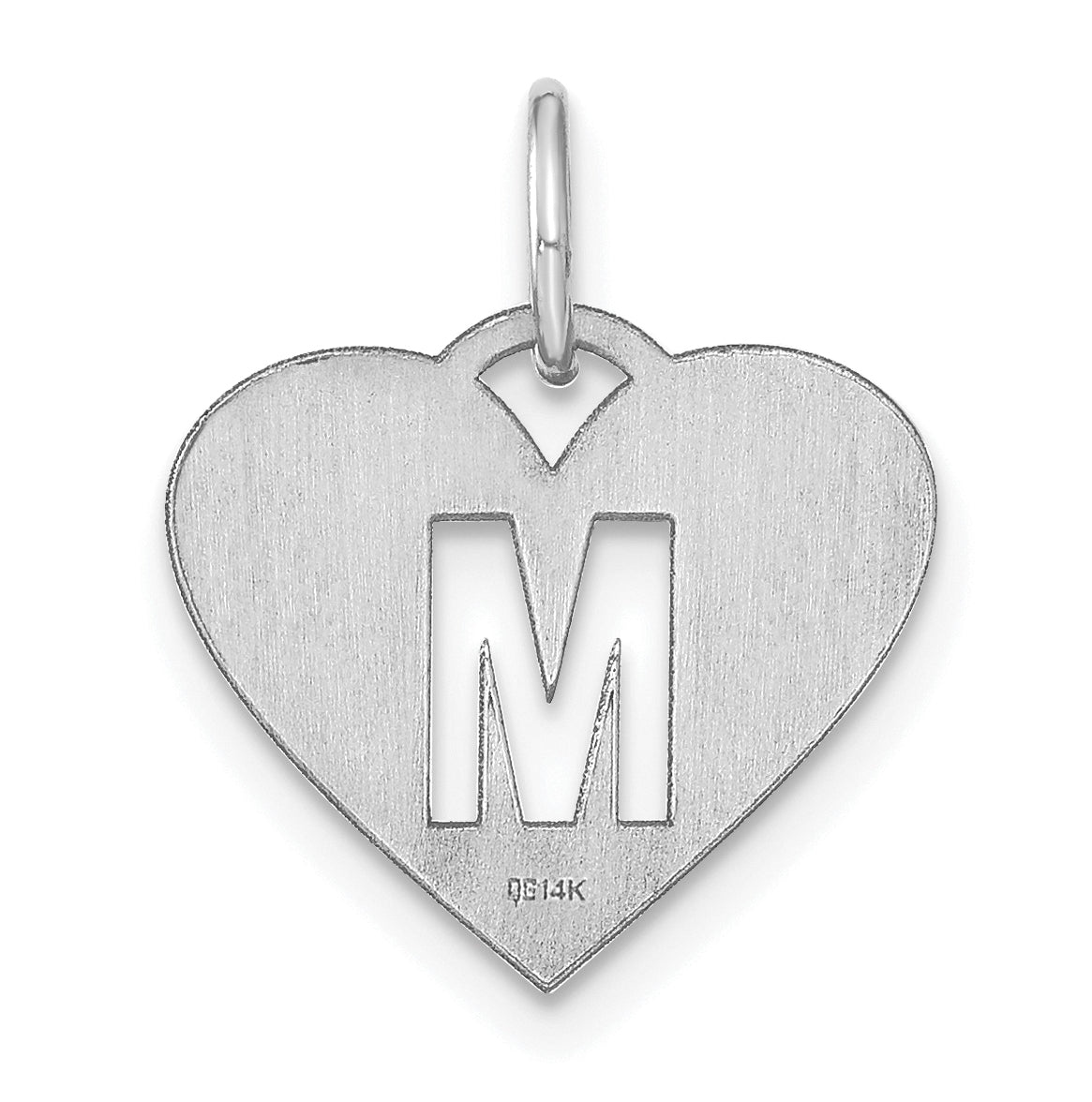Sterling Silver Rhodium plated Heart Letter M Initial Charm