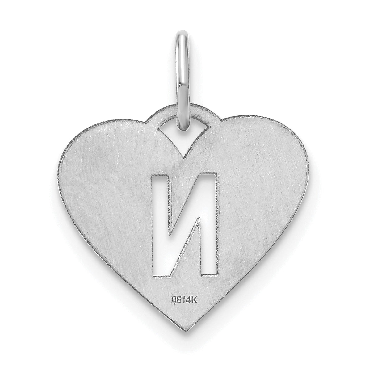 Sterling Silver Rhodium plated Heart Letter N Initial Charm