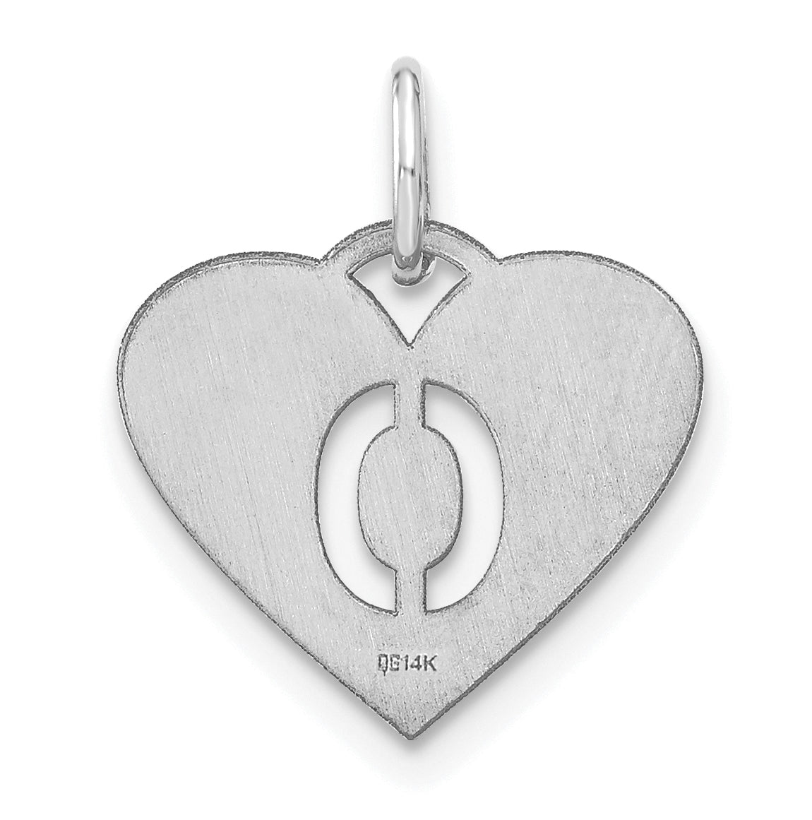 Sterling Silver Rhodium plated Heart Letter O Initial Charm
