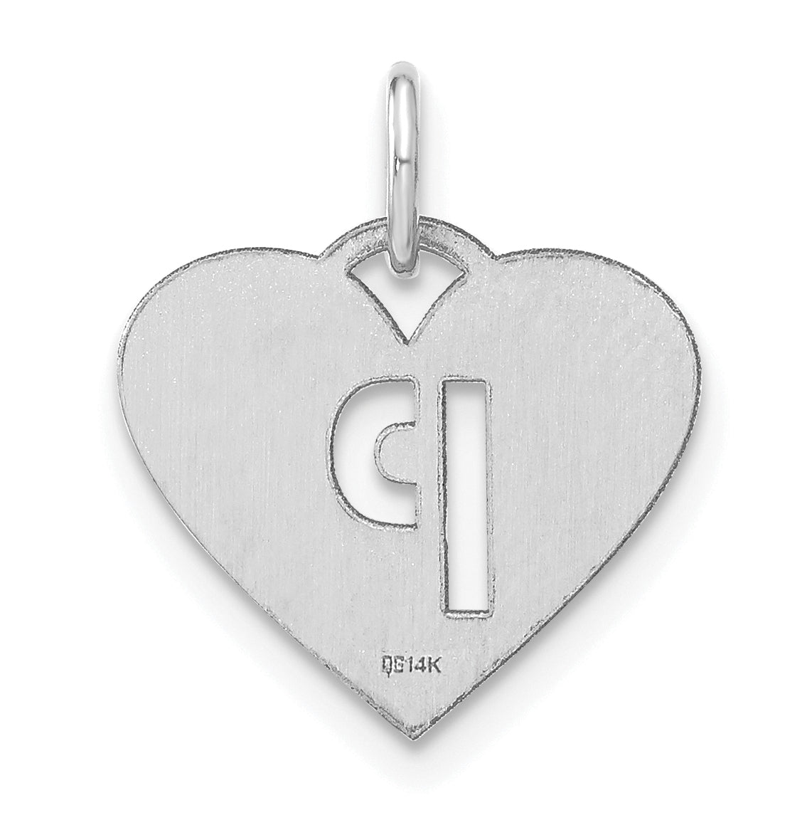 Sterling Silver Rhodium plated Heart Letter P Initial Charm