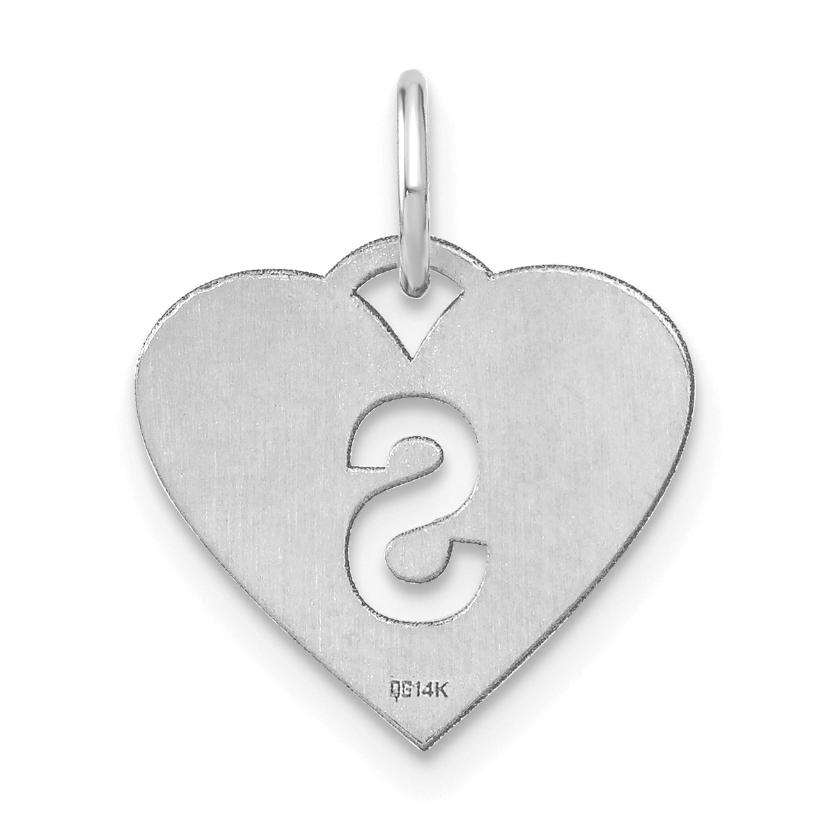 Sterling Silver Rhodium plated Heart Letter S Initial Charm
