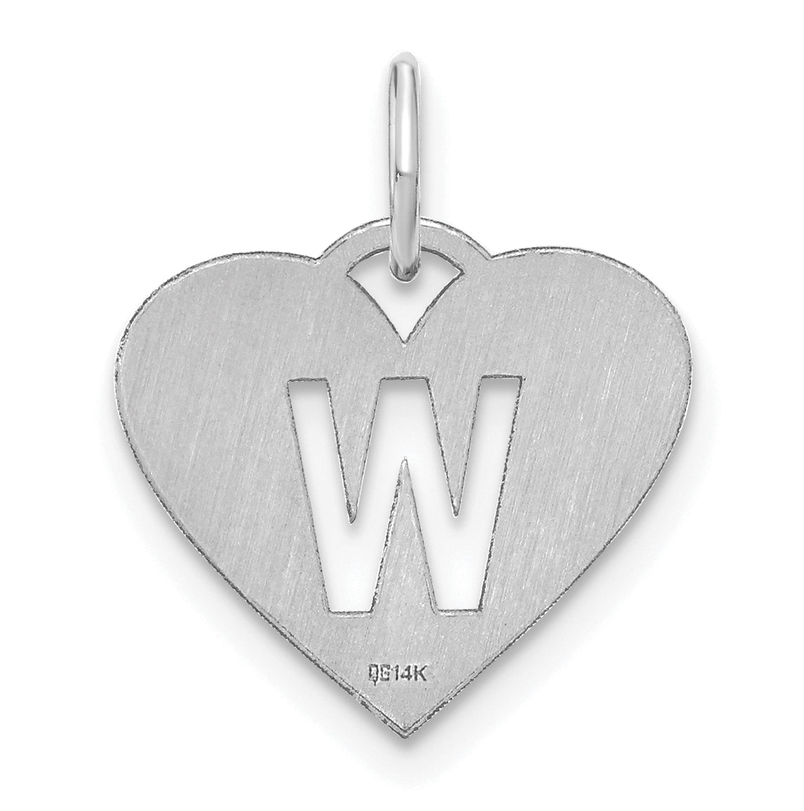 Sterling Silver Rhodium plated Heart Letter W Initial Charm