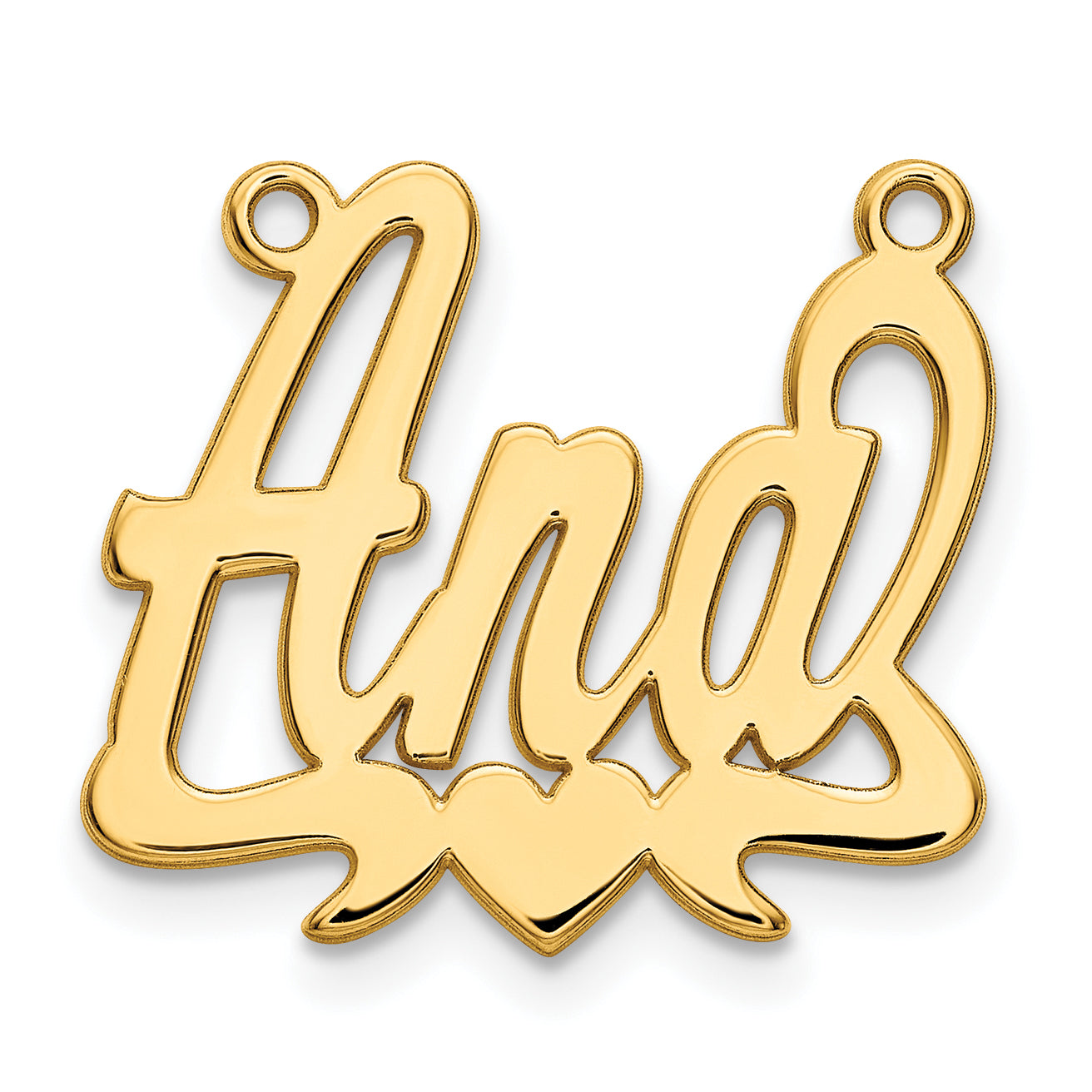 Sterling Silver Gold plated Polished Heart Name Plate
