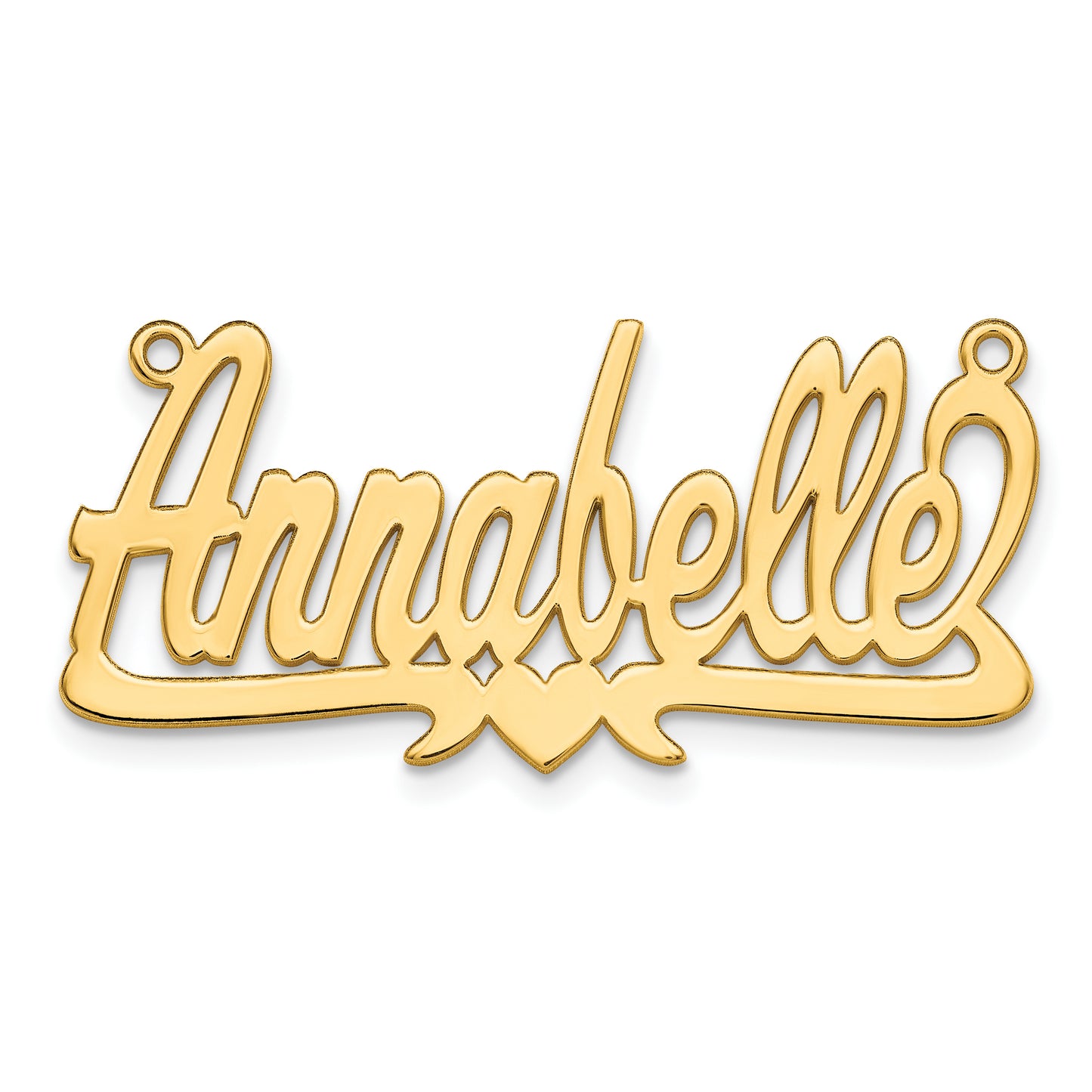 Sterling Silver Gold plated Polished Heart Name Plate
