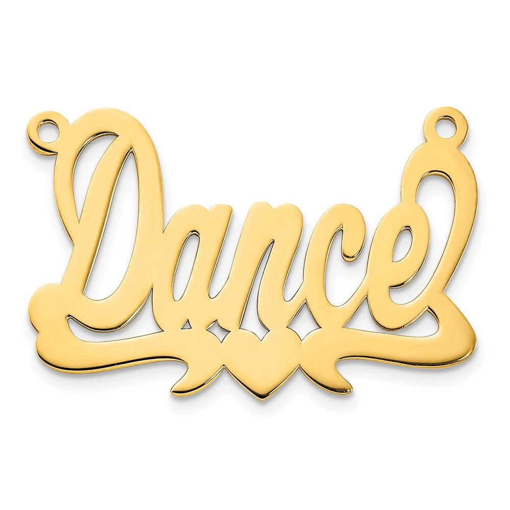 Sterling Silver Gold plated Polished Heart Name Plate