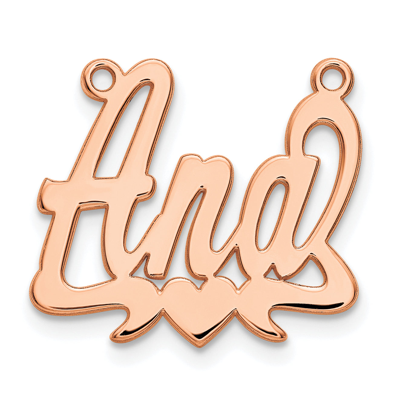 Sterling Silver Rose Gold plated Polished Heart Name Plate