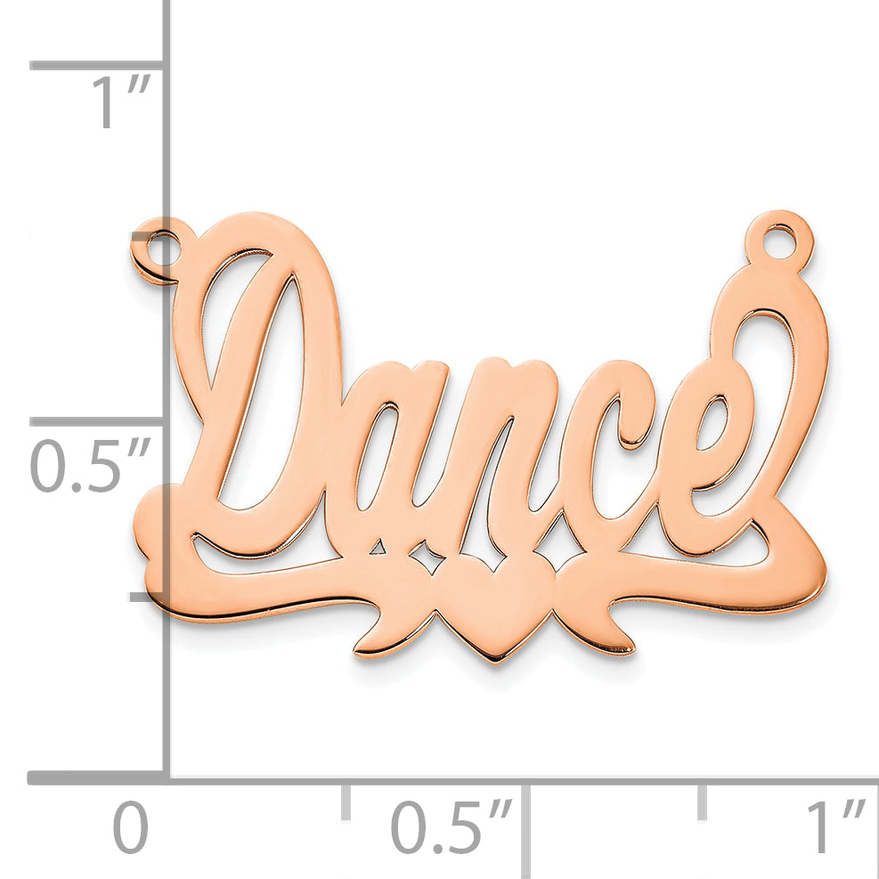 Sterling Silver Rose Gold plated Polished Heart Name Plate