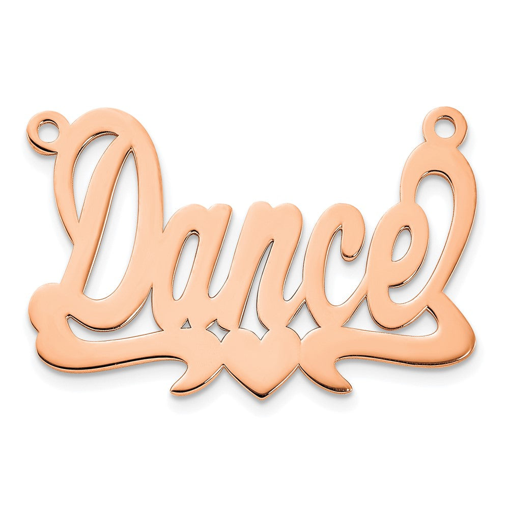 Sterling Silver Rose Gold plated Polished Heart Name Plate