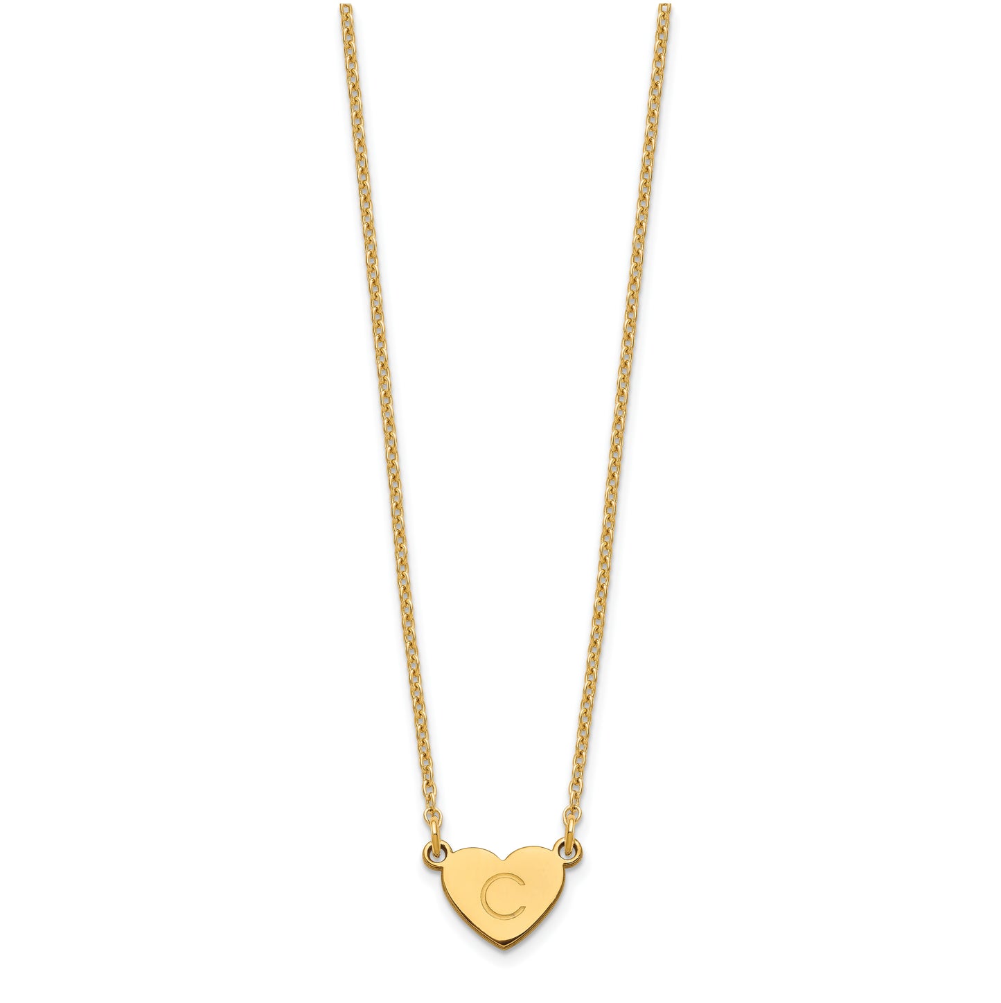Sterling Silver Gold Plated Initial Heart Necklace