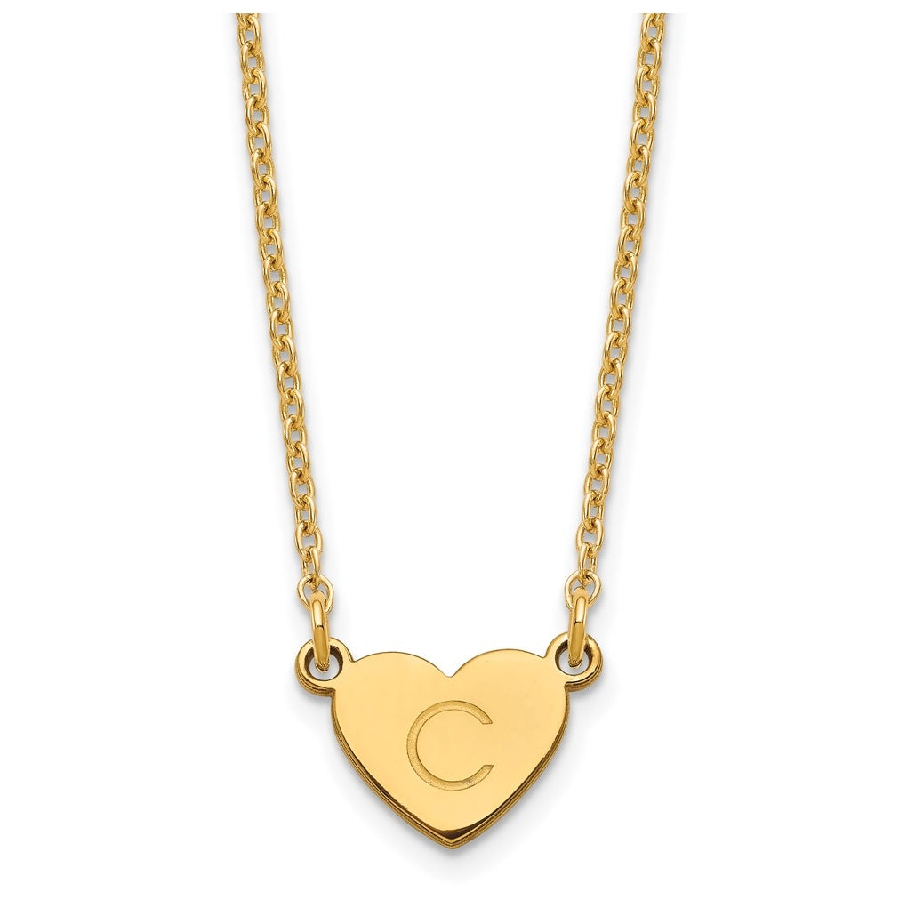 Sterling Silver Gold Plated Initial Heart Necklace