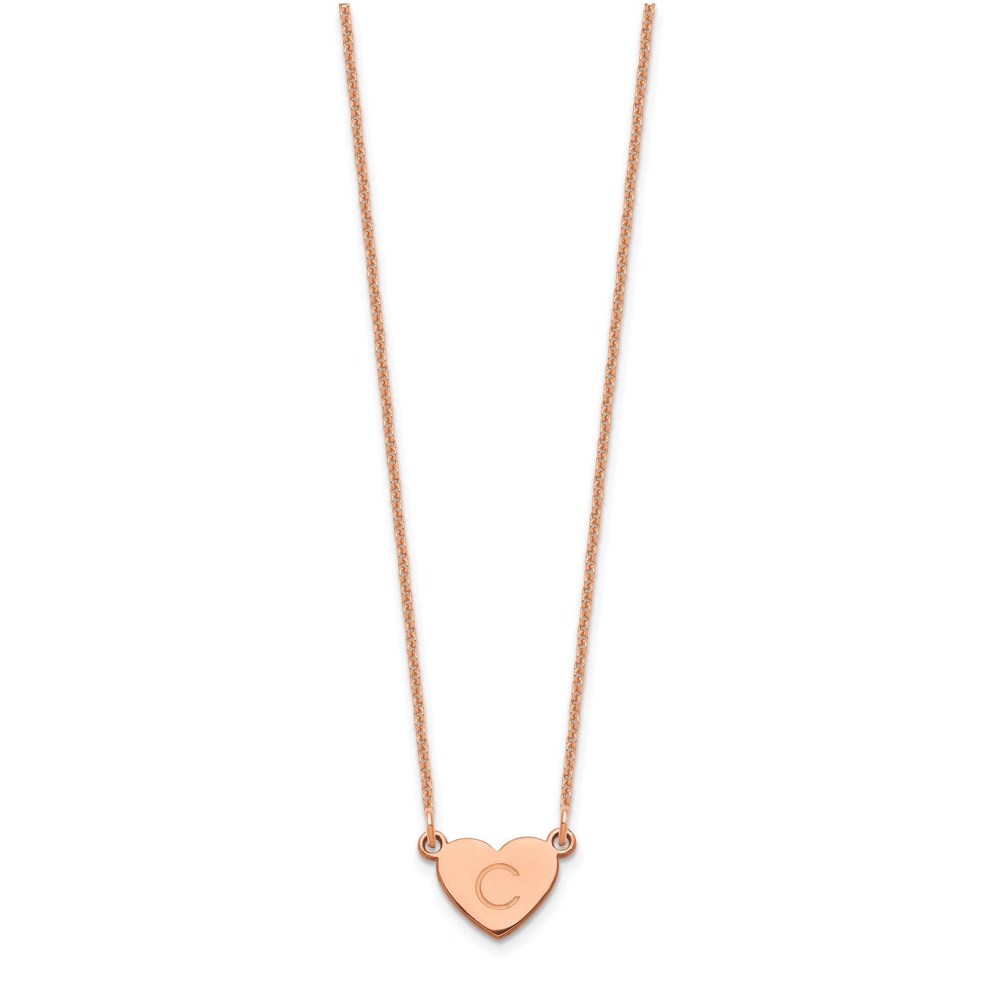 14K Rose Gold Initial Heart Necklace