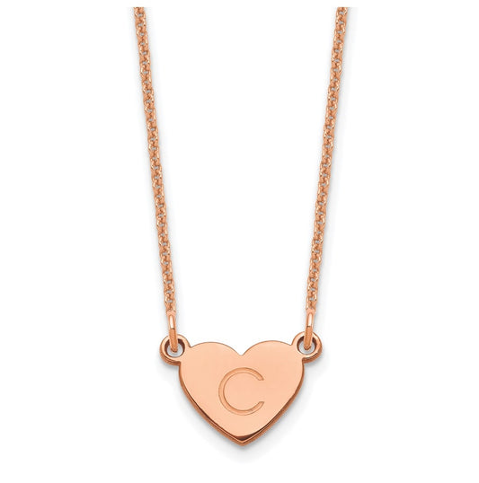 14K Rose Gold Initial Heart Necklace