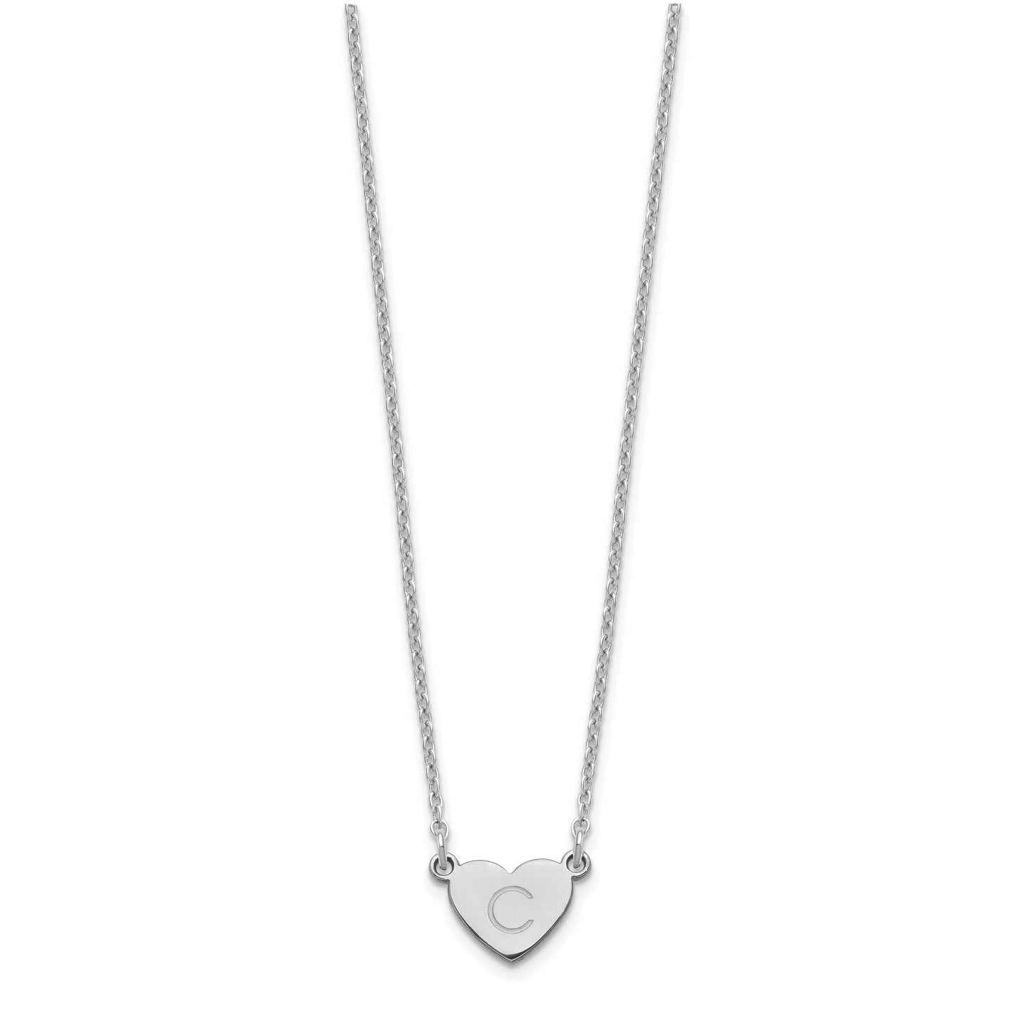 Sterling Silver Rhodium plated Initial Heart Necklace