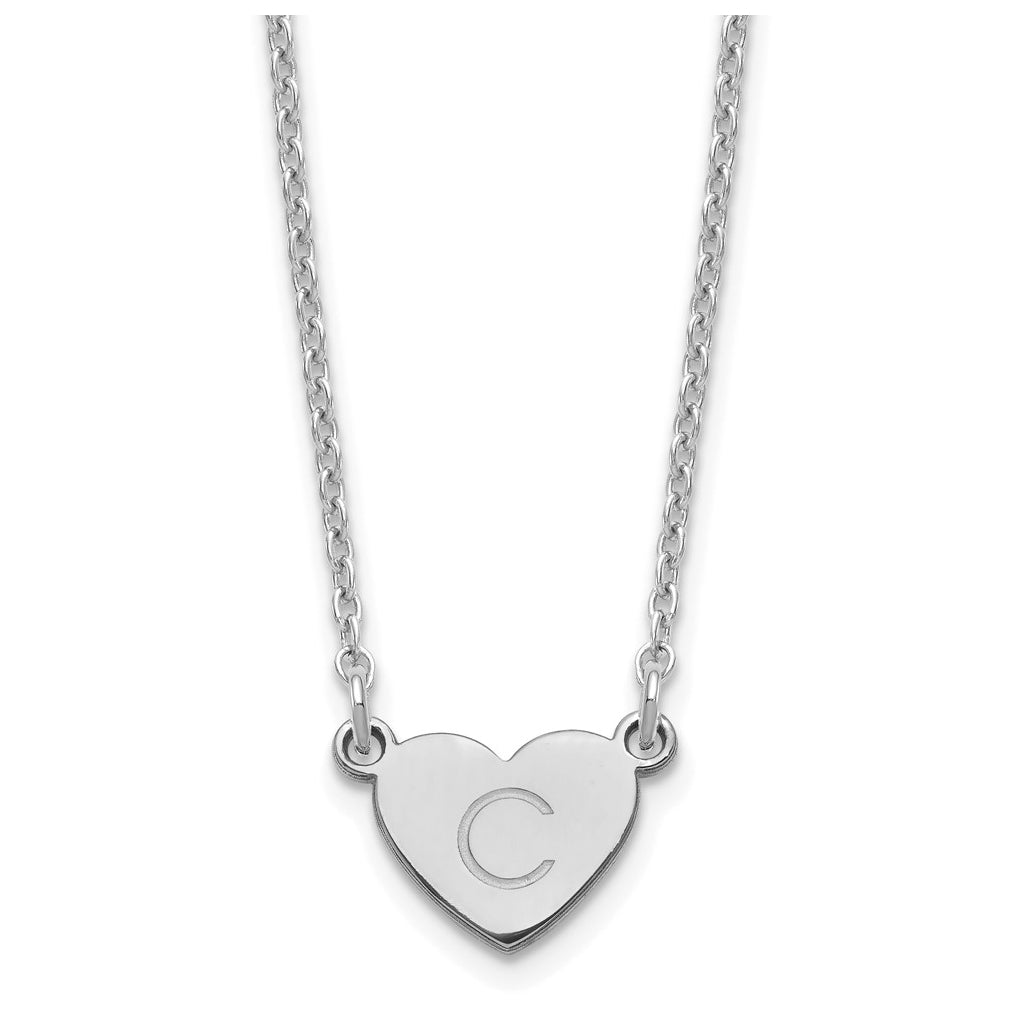 Sterling Silver Rhodium plated Initial Heart Necklace