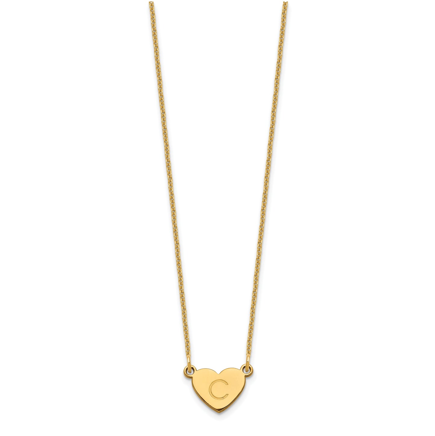 14K Yellow Gold Initial Heart Necklace