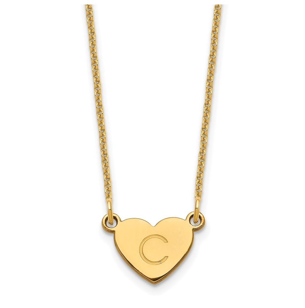 14K Yellow Gold Initial Heart Necklace