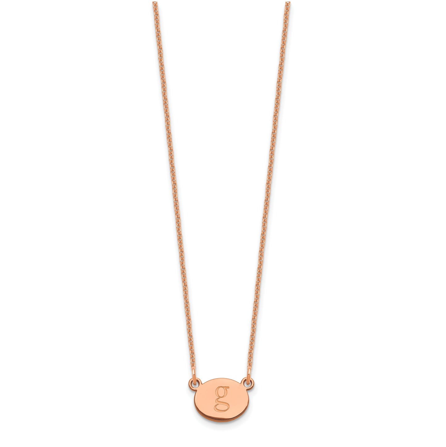 14K Rose Gold Initial Oval Necklace
