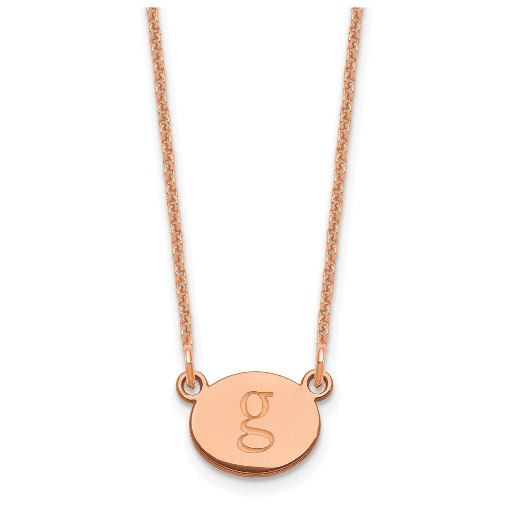 14K Rose Gold Initial Oval Necklace