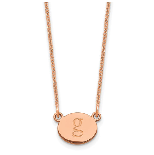 14K Rose Gold Initial Oval Necklace