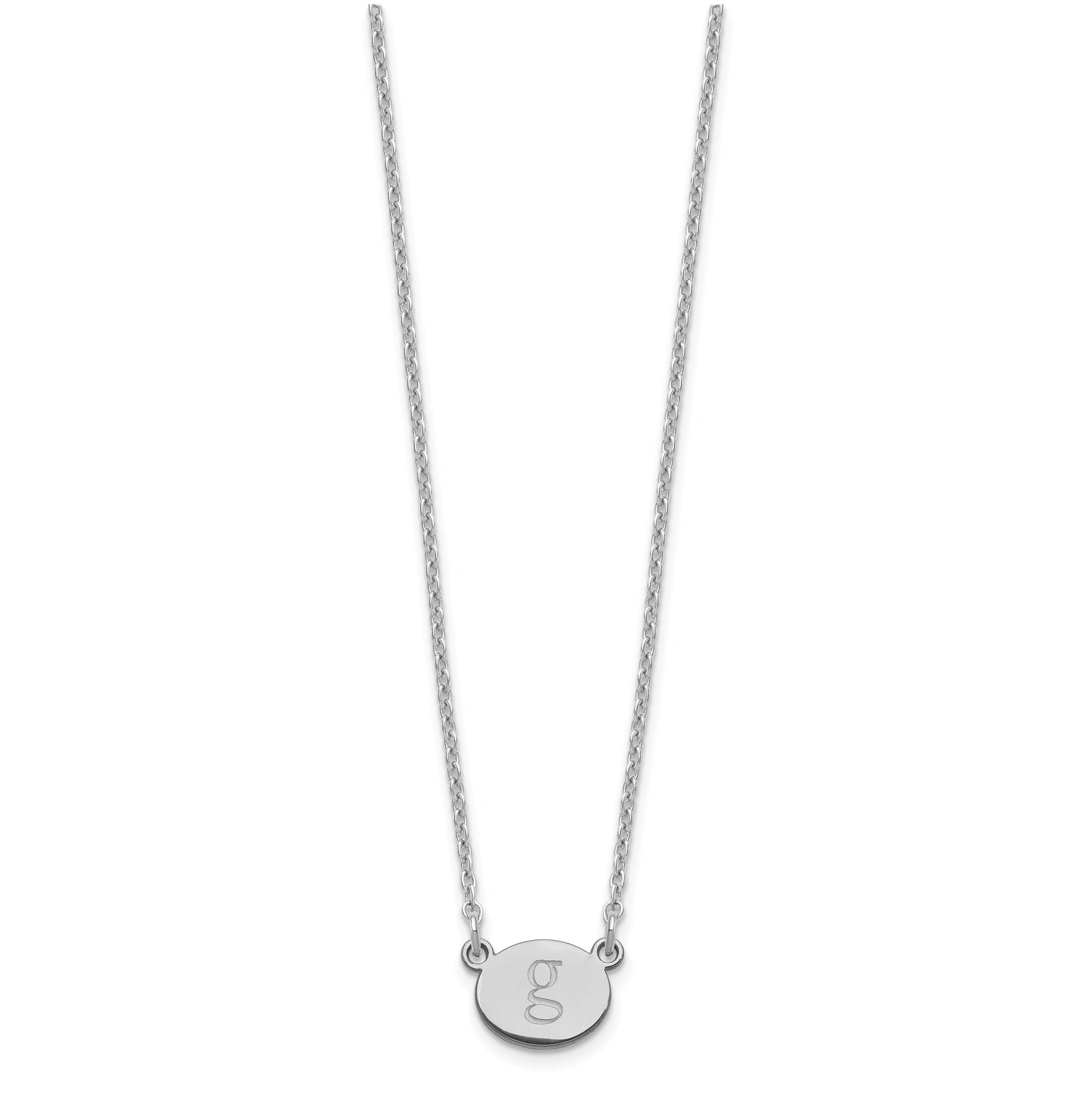 Sterling Silver Rhodium plated Initial Oval Necklace