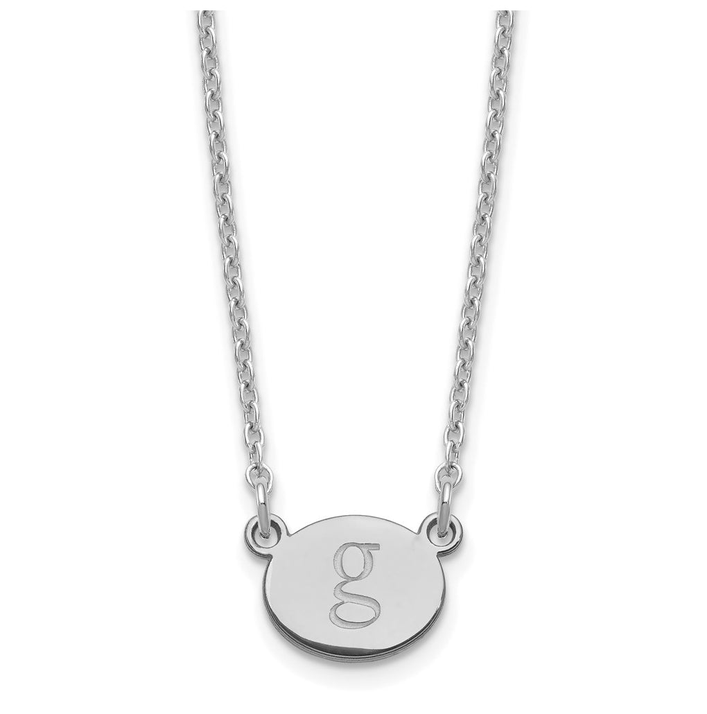 Sterling Silver Rhodium plated Initial Oval Necklace