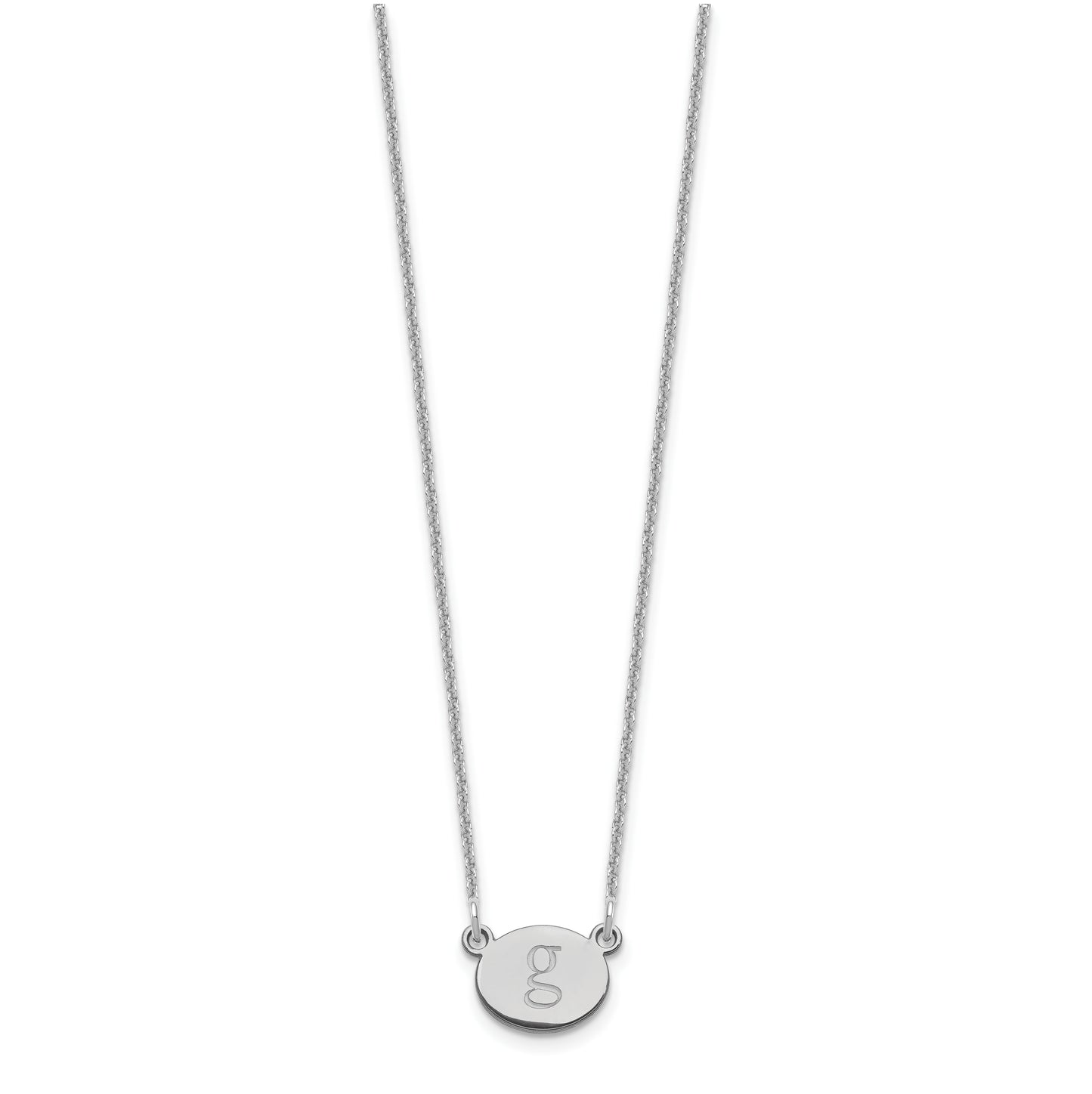 14K White Gold Initial Oval Necklace