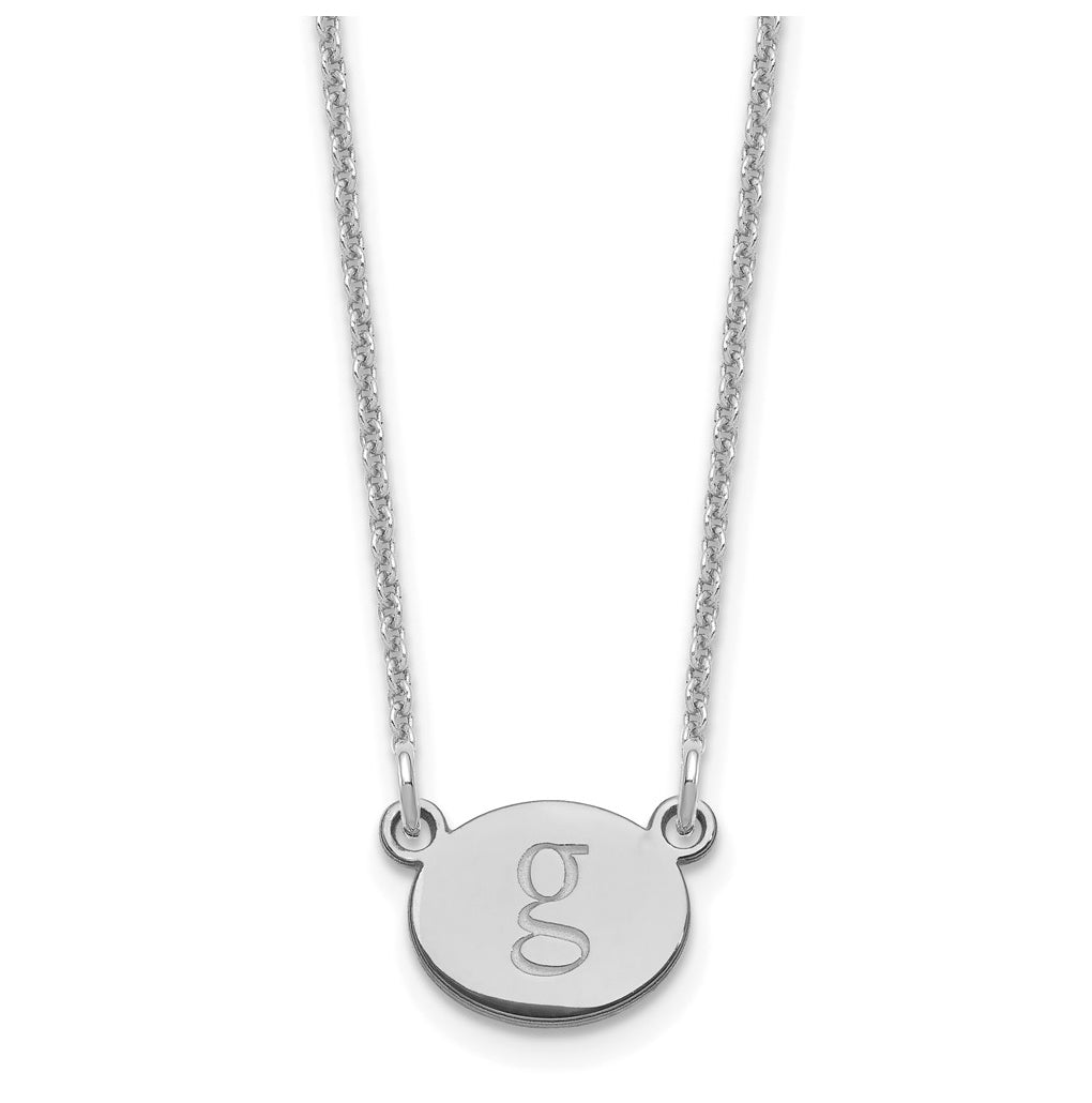 10K White Gold Initial Oval Necklace