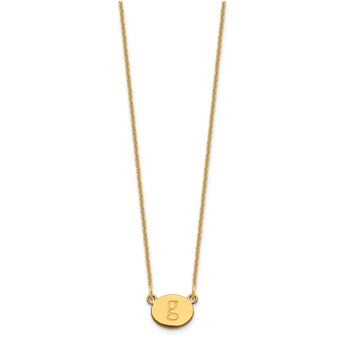 14K Yellow Gold Initial Oval Necklace