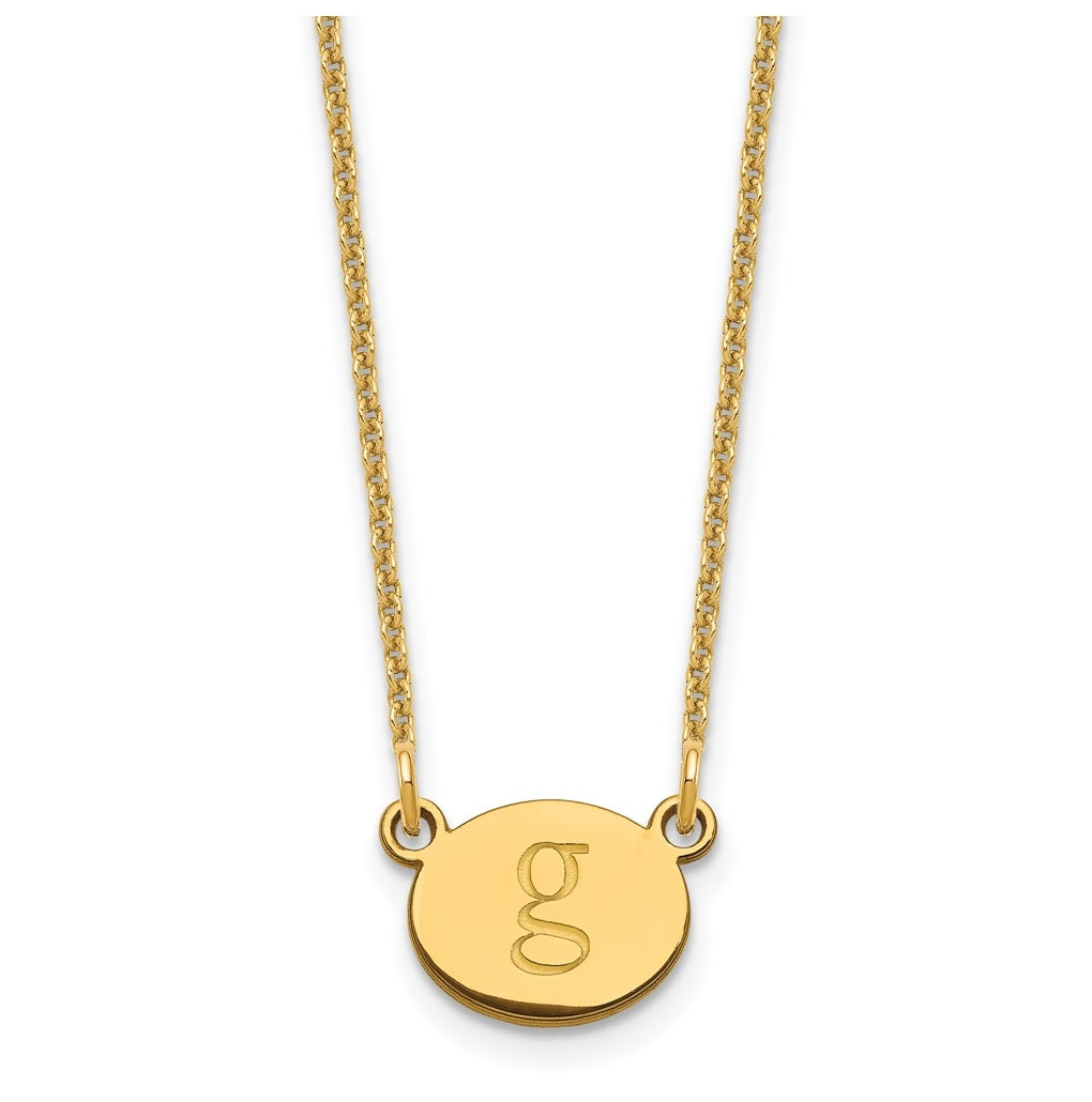 14K Yellow Gold Initial Oval Necklace