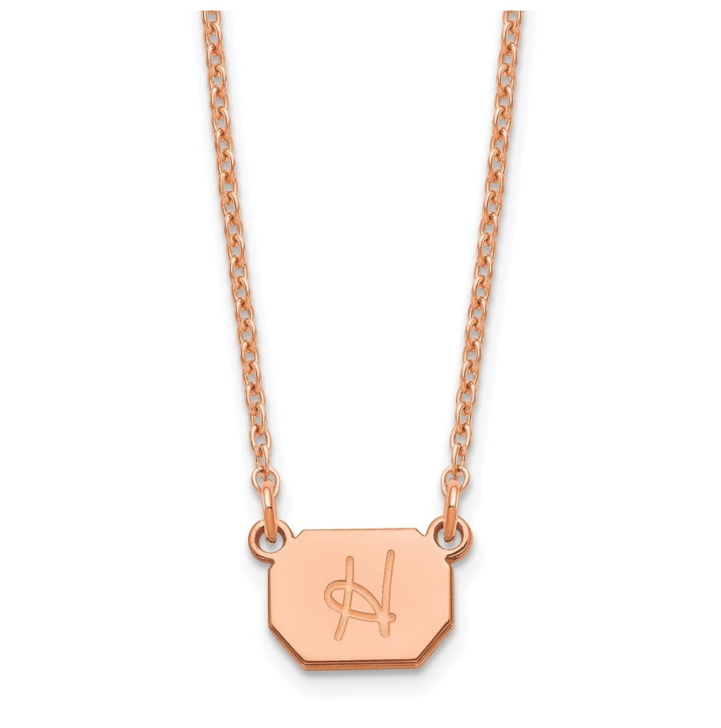 Sterling Silver Rose Gold plated Initial Octagon Necklace