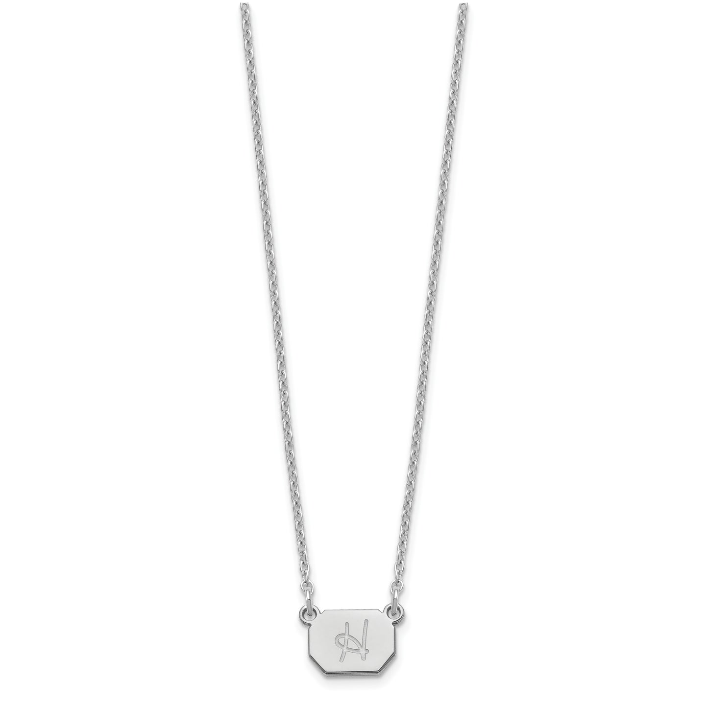 Sterling Silver Rhodium plated Initial Octagon Necklace
